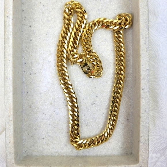 Bold chunky faux gold chain necklace 80s disco 20 inch long lobster claw close - Picture 1 of 5